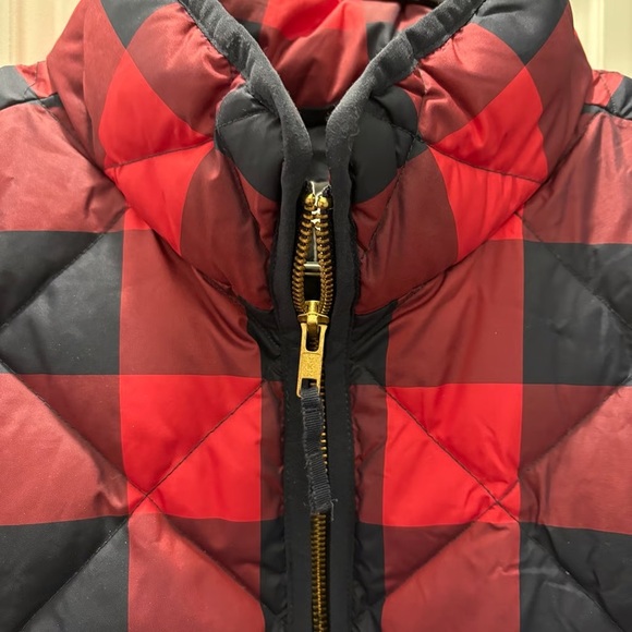 J. Crew Excursion Buffalo Check Plaid Quilted Down Puff Vest Size Large - Picture 4 of 9